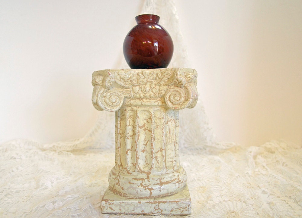 Antique Cased Rust Multi Colored Swirl Glass Vase collectibles vintage home decor housewares handmade miniatures round flower art
