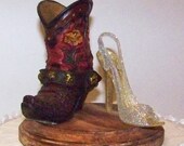 Rustic Wedding Cake Topper-Western Cowboy Boot with Stilleto