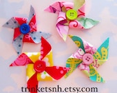 Fabric Pinwheels with Button Centers