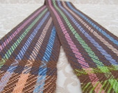 Brown and Multi Colored Stripes with Purple Peach and Green Baby or Me Handwoven Scarf