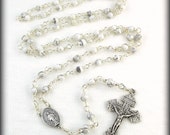 Miraculous Medal Wire Wrapped Rosary Beads In White Howlite by Unbreakable Rosaries
