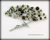 St Francis Rosary Beads For Men in Russian Jade and Tibetan Agate by Unbreakable Rosaries