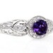 14K Vintage Amethyst Engagement Ring Diamond Halo Art Nouveau Amethyst Ring Custom Bridal Jewelry February Birthstone