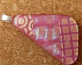 Deep Pink Dichroic Pendant Fused Glass Jewelry
