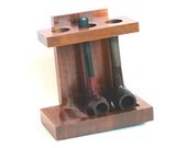 Smoking Pipe Rack of Walnut Wood - Vintage Tobacciana Pipe Holder Holds 3 Pipes Circa 1940s Deco Era Pattberg Corp NY - (G1)
