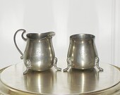Vintage Pewter Creamer Sugar Monogram S Benedict Pewter