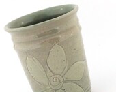 Kitchen Utensil Holder - Pale Green - Wine chiller - Kitchen Crock - Handmade wheel thrown pottery
