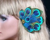 Lovely Peacock Fan Feather Hair Piece -Ready to Ship