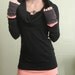 cowl tunic dress extra long sleeves Black/Peach/Cement Grey