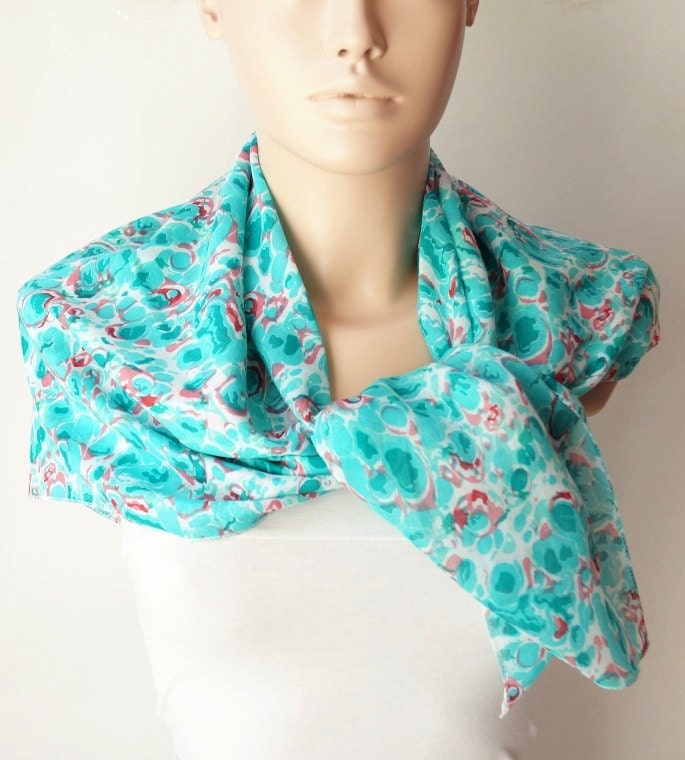 Cotton Scarf, Winter Accessories, Turquoise Spring Scarf