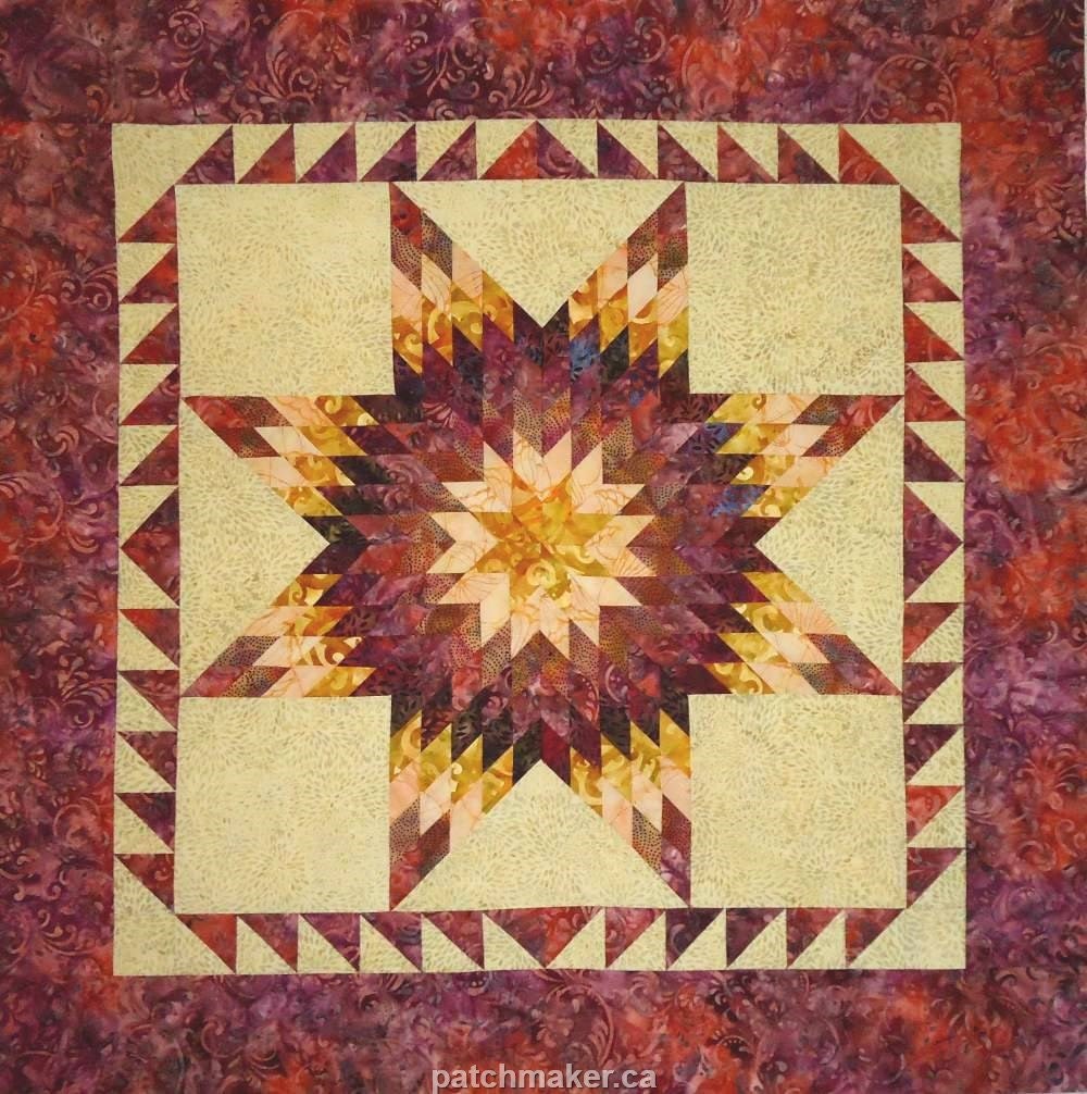 Batik Star Quilt Top - Gold and Brown by Patchmaker