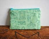 Mini Luggage Print Zipper Pouch - wallet - case