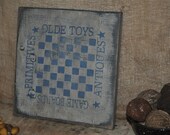 Wood Sign Olde Toys Primitives Game Board Anitques Rustic Country Home Decor
