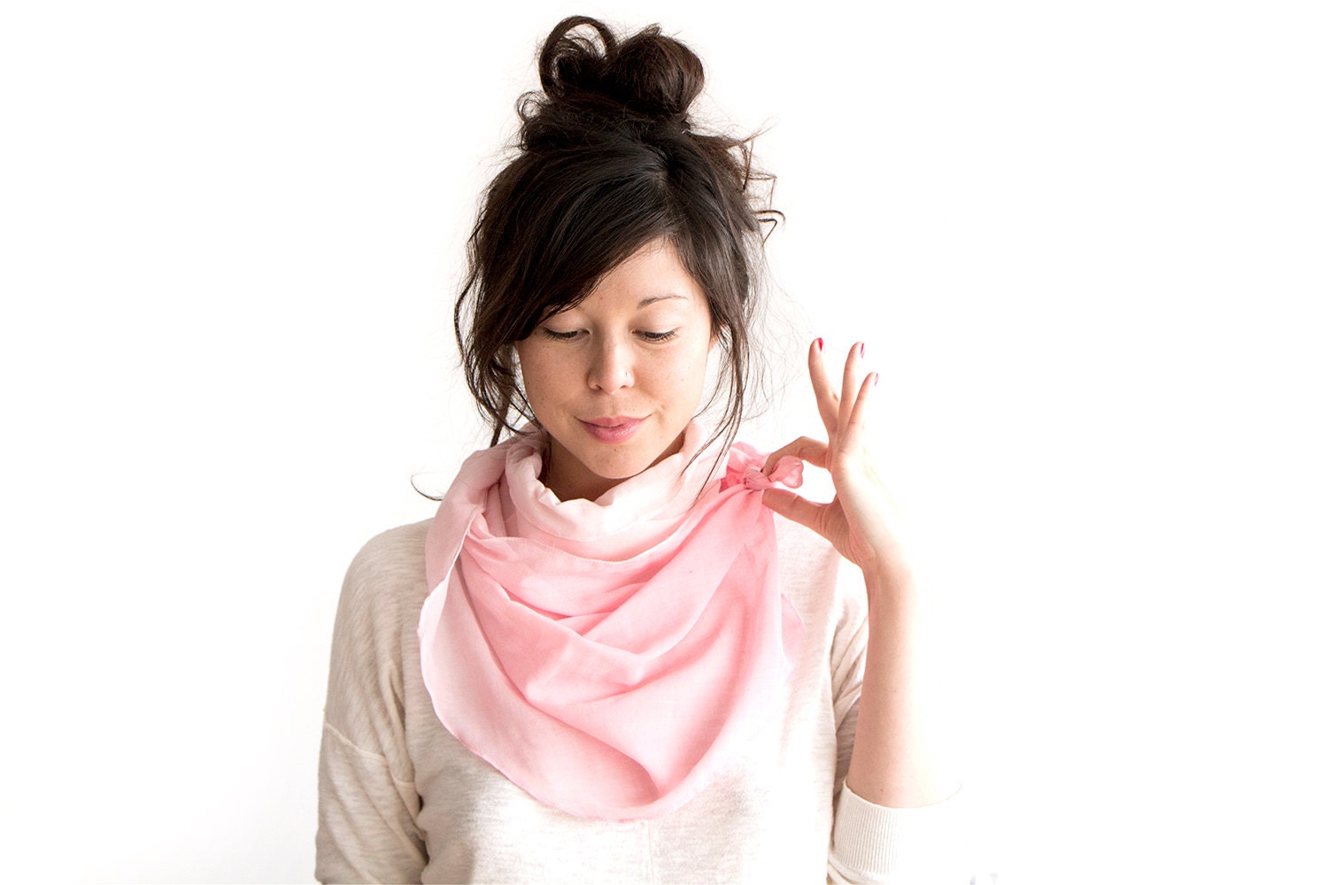 Dip Dye Sheer Cotton Scarf Rose Pink