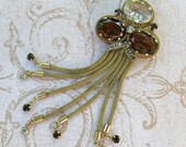 Vintage Hattie Carnegie Brooch or Necklace Pendant, Signed ... amber, topaz