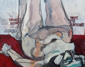 Red Ground, Mixed media drawing by Outsider Artist Juliana Coles