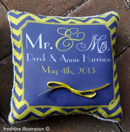 Ring Bearer Pillow - Mr. and Mrs. pillow -  Chevron - Modern Pillow - Rustic Pillow - Customize to your Wedding