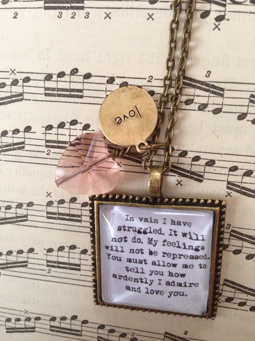 Pride and Prejudice Jane Austen inspired necklace