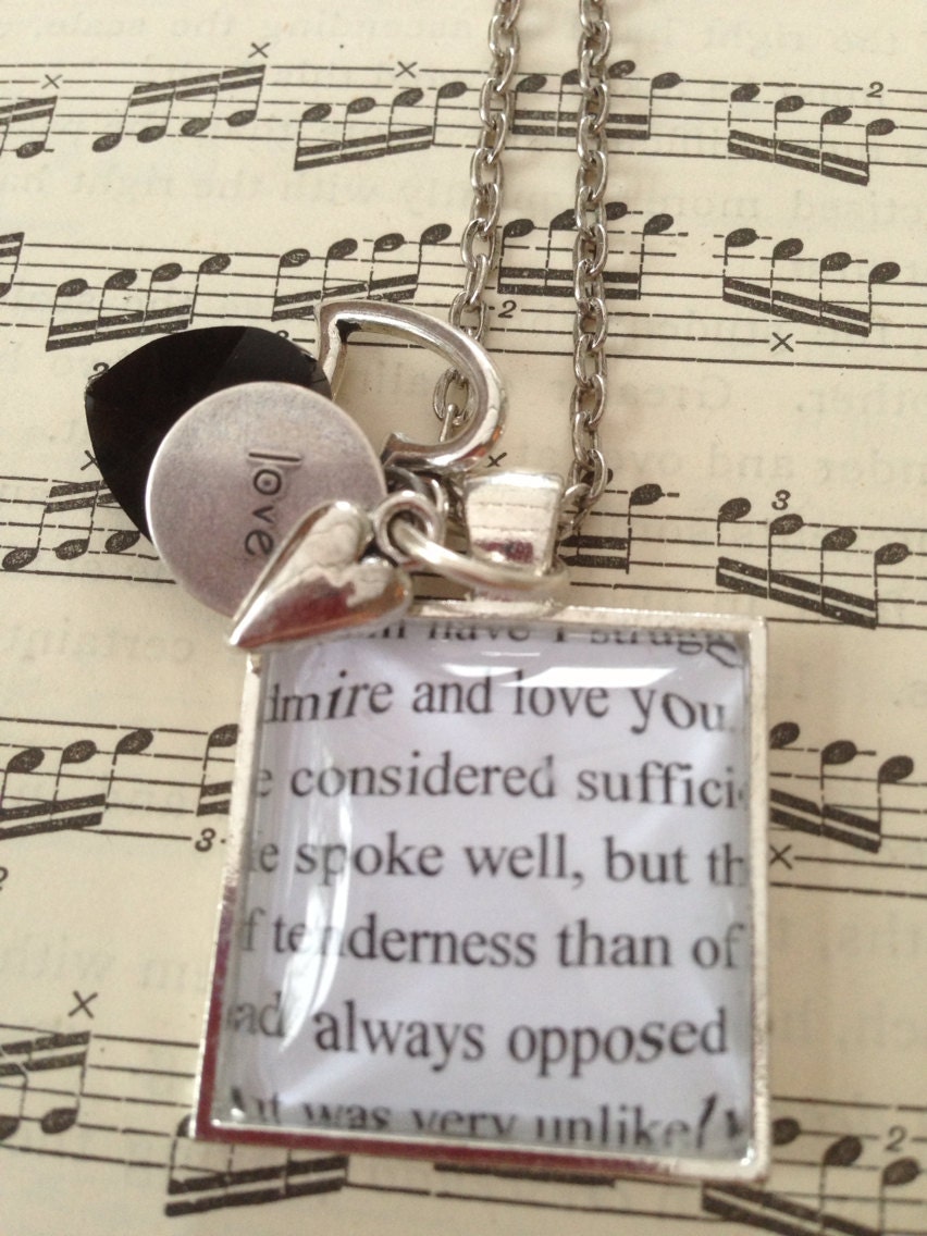 Pride and Prejudice Jane Austen inspired necklace