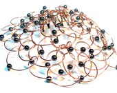Wire Beaded Kippah Copper Wire with Black Hematite Beads