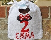 Minnie Mouse 2nd Birthday Custom Monogram Toddler Bib - Julianne Originals
