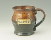 DADDY's Handmade Coffee Mug Perfect for Father's Day, 16 Ounce Large Beer Mug in Honey Brown and Dark Blue, In Stock