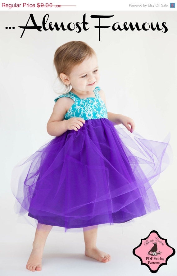 On Sale 2.50 Off Whimsy Couture Sewing Pattern PDF Tutorial ebook -- Almost Famous Tulle Dress-- NB - 12 girls INSTANT