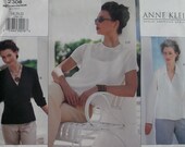 OOP Vogue Pattern 2308 Anne Klein Design Blouse & Top Wrap, Loose-fitting, Plus size 18 20 22, Uncut