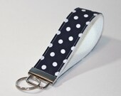 Wristlet Key Fob - Preppy Navy Dots