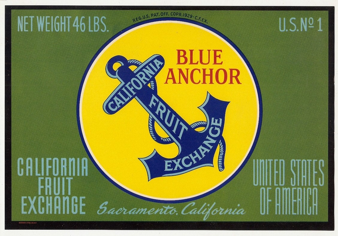 5 Old Vintage FRUIT CRATE LABELS