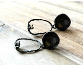 Summer Sale 10% Off Oxidized Silver Modern Tribal Style Earrings with Cubic Zirconia Gemstones
