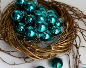 20 Tiny Teal Peacock Blue Deep Aqua Christmas Feather Tree Wreath Christmas Ornaments Decorations