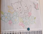 Tea Towel with a Homespun Touch - Cutie Cats - From Re-cycled to Up-cycled Home Decor