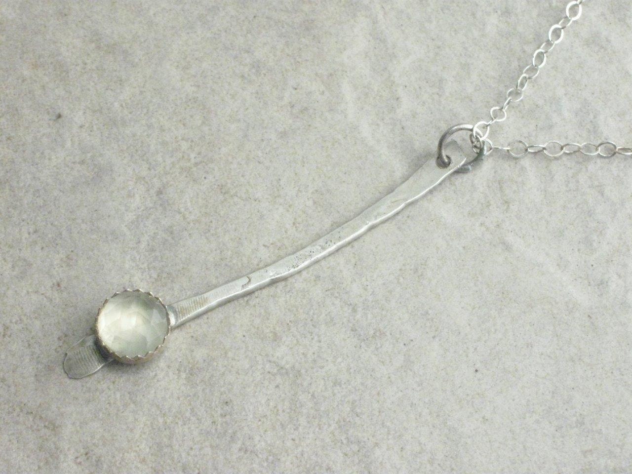 Drop of Prehnite --- Sterling Silver Necklace