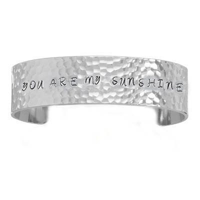 Hammered Sunshine Cuff Bracelet Hand Stamped Engraved Jewelry Mother wedding birthday