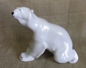 Large Lomonosov Polar Bear USSR Russia VTG Soft Porcelain Mid Century Signed