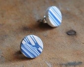 Indigo stripe post earrings