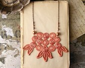 lace necklace - THEODOSIA - nectarine- statement necklace