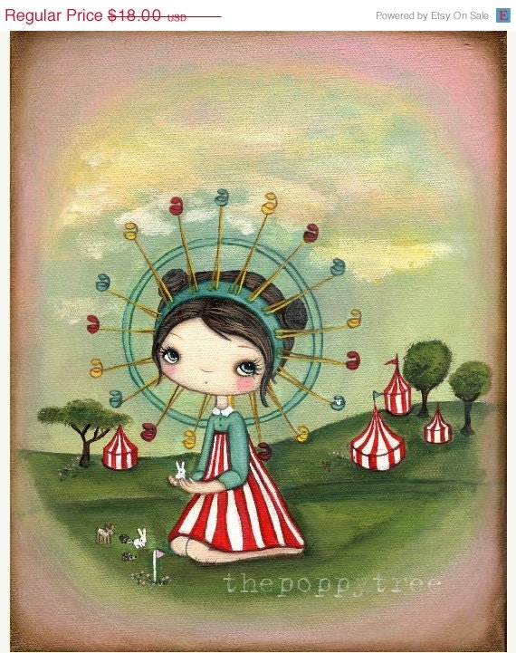 Carnival Print Whimsical Girl Wall Art---The Forest Ferris Wheel