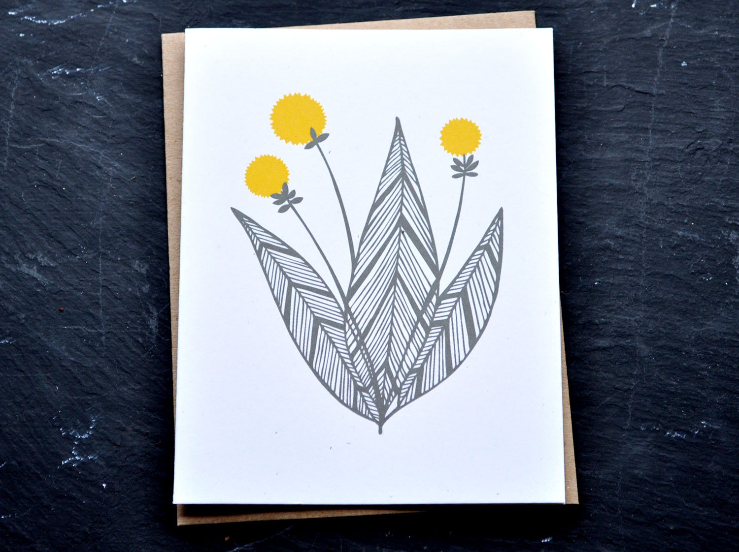 Yellow Pom Notecard