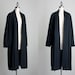 Black Wool Coat 1990s Vintage Black Wool Cascade Draped Shawl Collar Long Coat