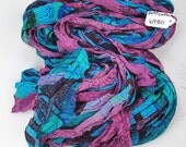 Recycled Multi color Chiffon silk sari ribbon HUGE skein NEW