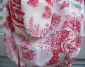 Rosemary's Handbags Handmade OOAK Pink Red Toile Girl Garden Shoulder Strap Shabby Chic