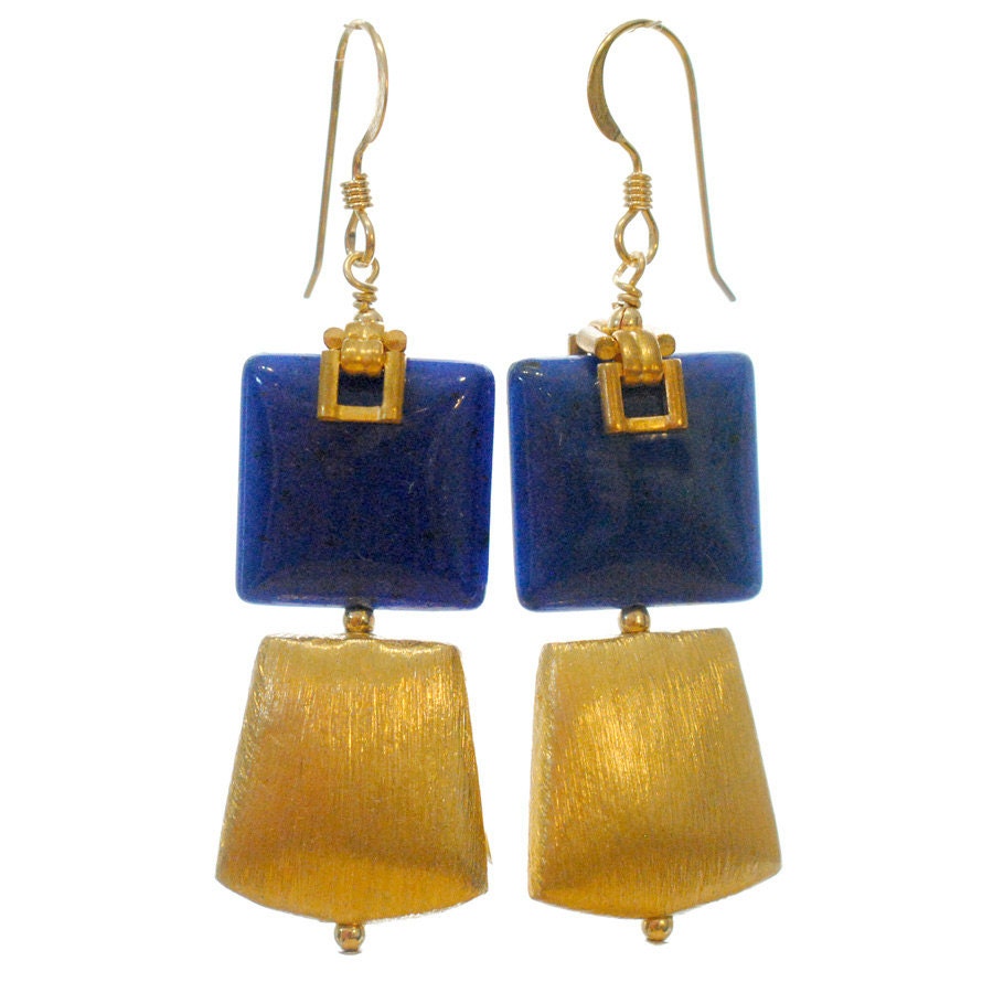 Lapis and Gold Earrings