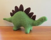 Stegosaurus Dinosaur, Stuffed Animal, handmade. Green, Children, Toy. FeltedFriends on Etsy