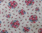 Full vintage feedsack, white with rose bouquets and tiny pink rosebuds, wonderful small scale print