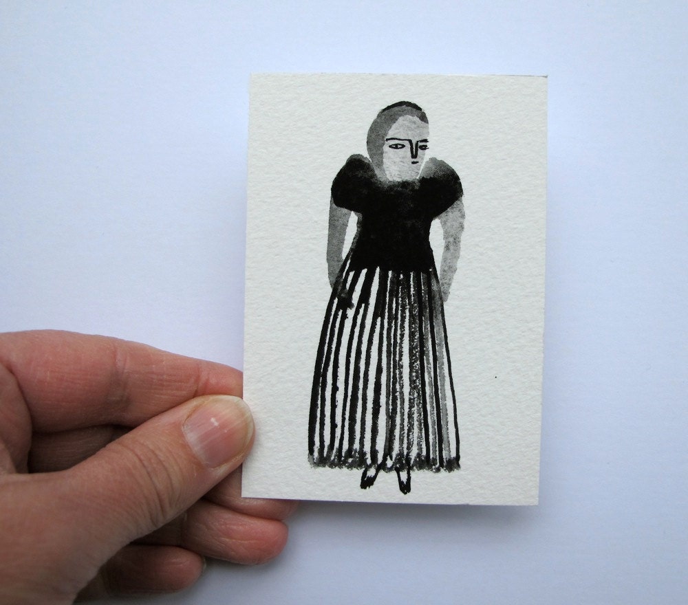 tiny portrait series no.12 - original goauche sketch - artwork