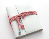 White Western Leather Journal and Sketchbook, an Embossed Spring Journal for Preppy Cowgirls