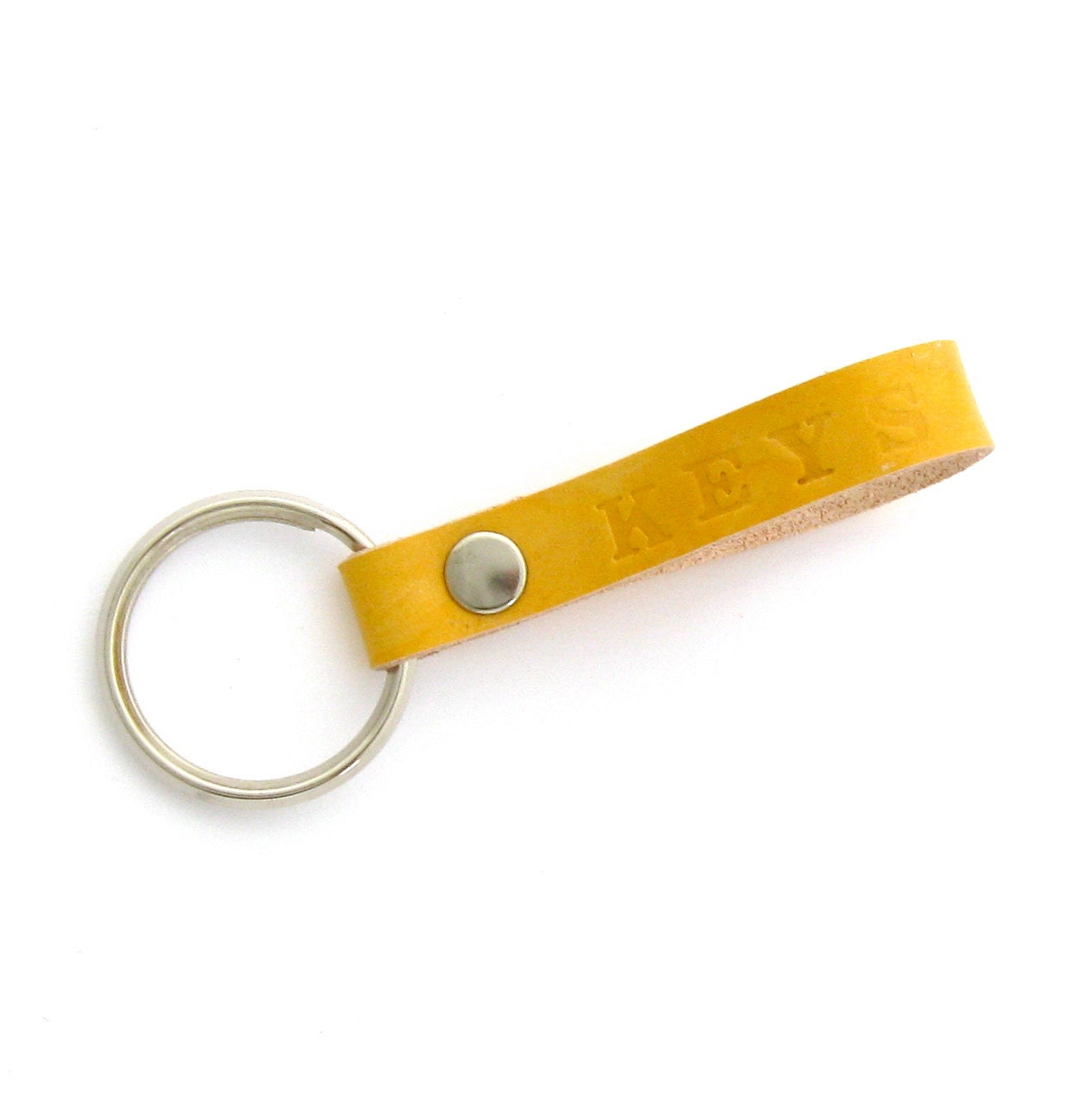 Summer Sunshine, A Handmade Yellow Leather Key Ring, Hand Stamped With KEYS