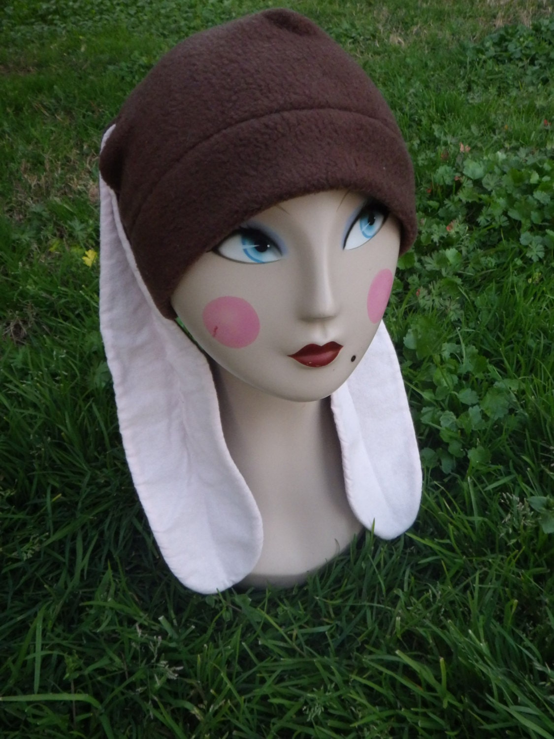 SALE New Brown Bunny Rabbit Ears Fleece Hat Beanie Anime Halloween Cosplay Animal Ears